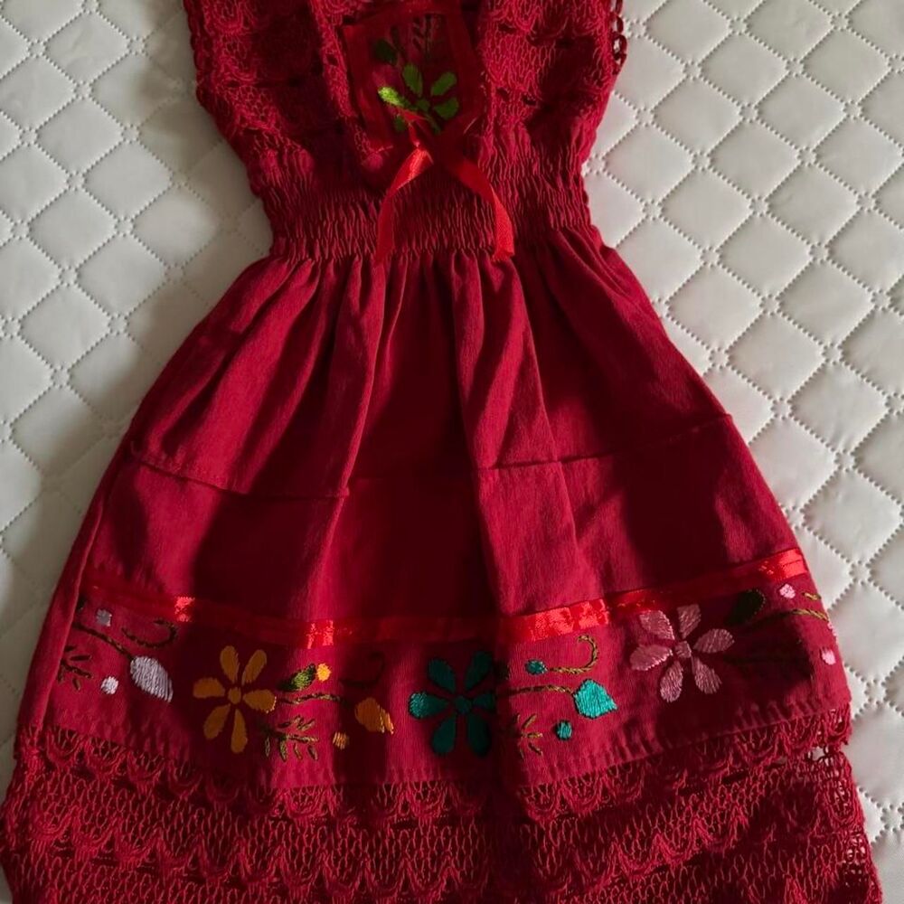 Mexicans toddler Red and Burgundy Dress